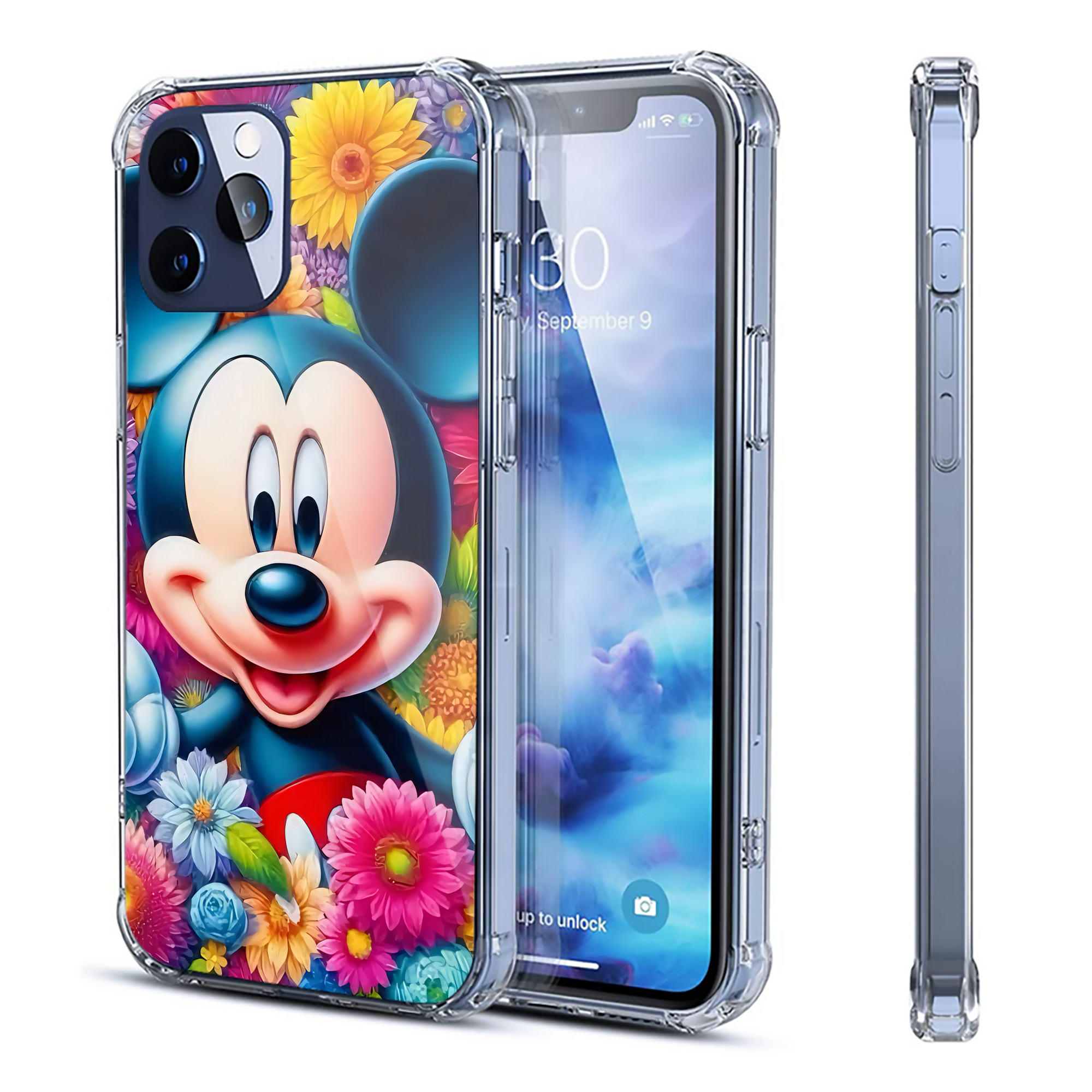 （画像用） ミッキーマウス Mickey Mouse 【iPhone 12シリーズ対応】透明スマホケース（クリアソフトケース）